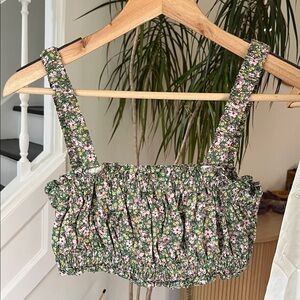 NEW Zara Retro 60s Floral Crop Tank Top Elastic XS